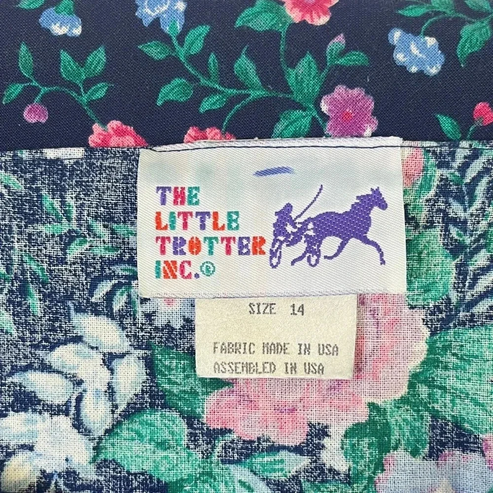 The Little Trotter Inc Sz 14 Girls 80s Boat Neck Floral Crinoline Party Dress